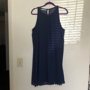 Navy dress with lace hem
